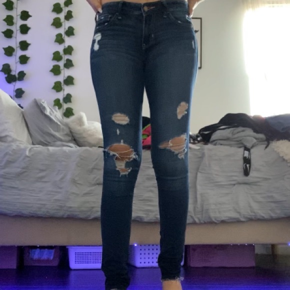 Hollister Jeans Hollister Low Rise Darkwash Ripped Jeans Poshmark